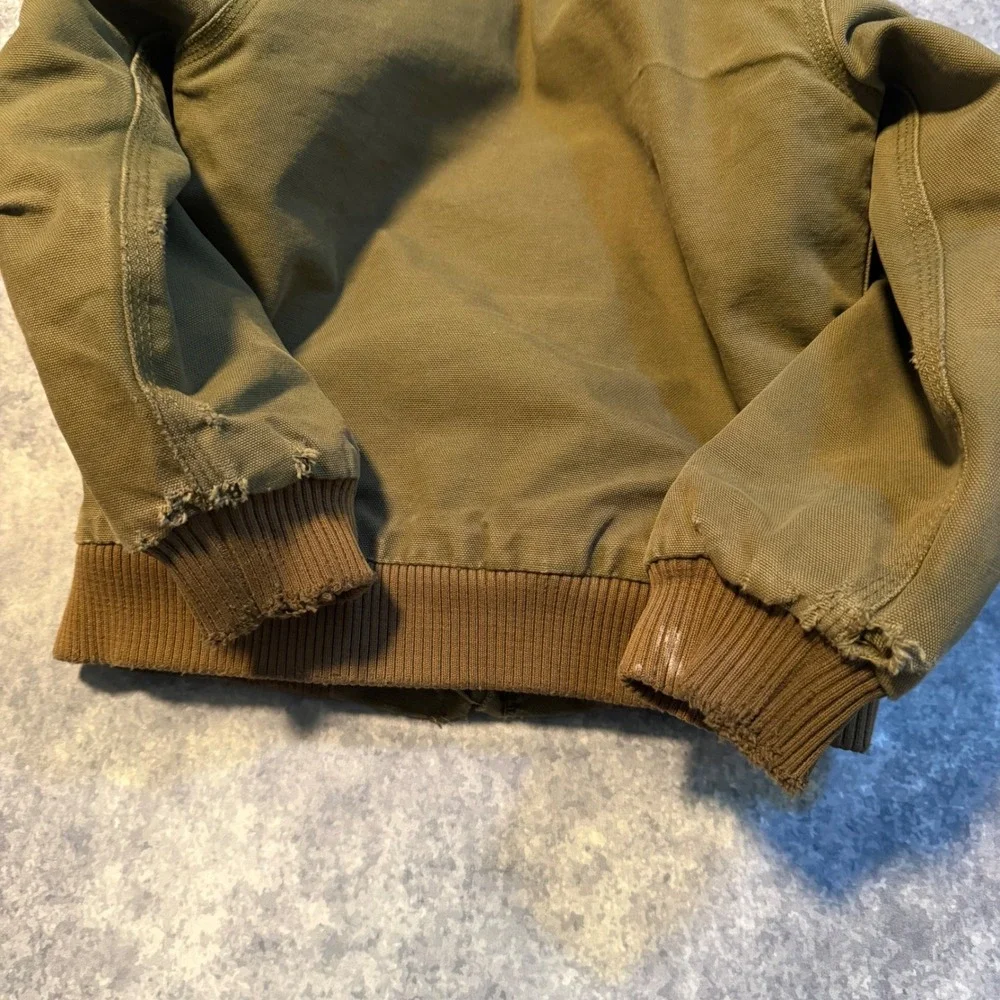 Carhartt Kids Size 6 Olive Green Canvas Quilt Lined Hooded Active Jacket Coat‎
